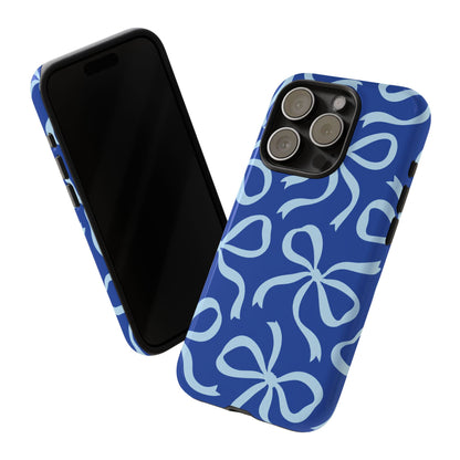 Bold Cobalt Blue and Powder Blue Bow Pattern Phone Case