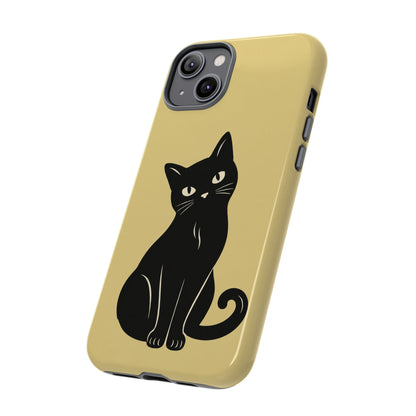 Minimalist Butter Yellow & Black Cat Phone Case