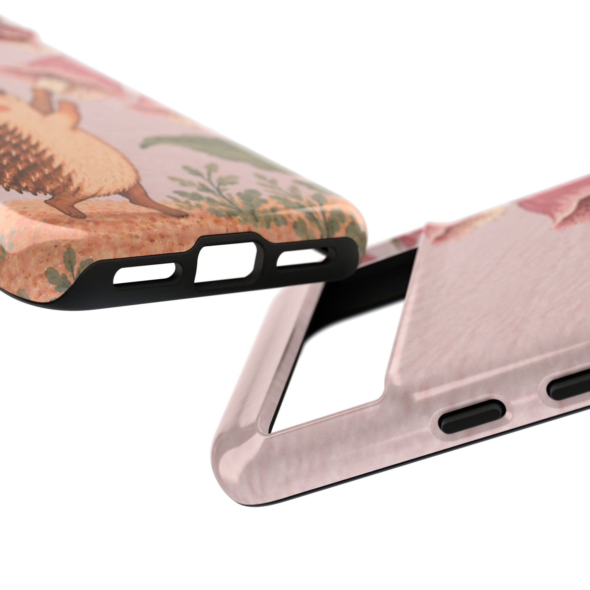 Whimsical Blush Pink Hedgehog and Foxglove Phone Case - Pink Phone Case