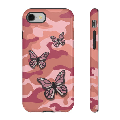 iPhone 8 / Glossy Phone Case - Pink Butterfly Camo Phone Case