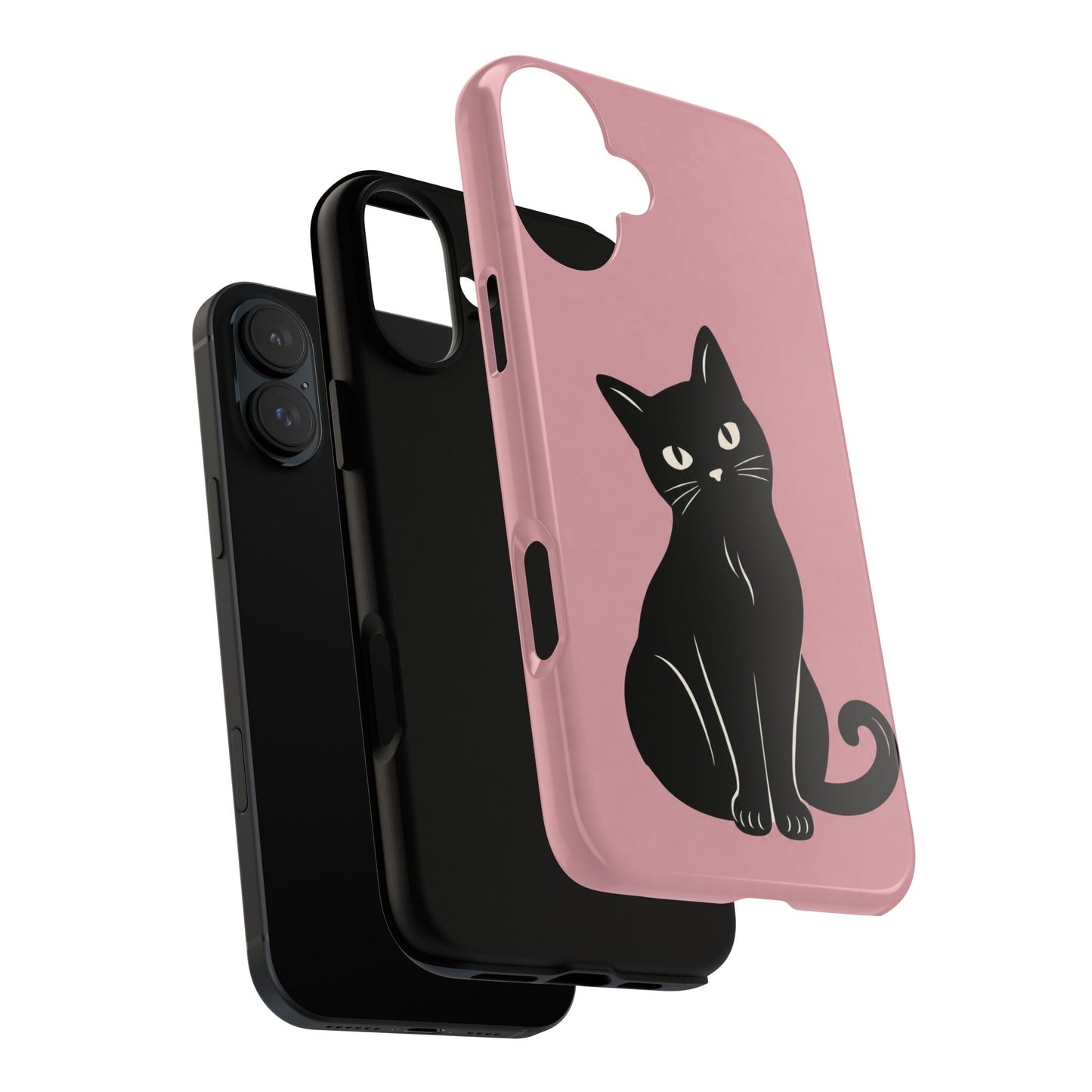 Minimalist Blush Pink & Black Cat Phone Case