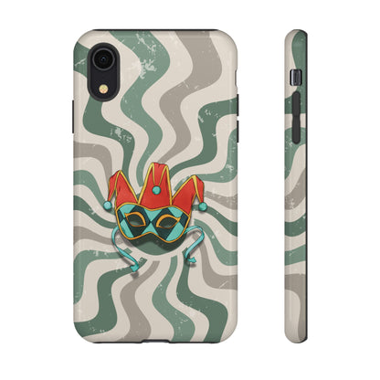 iPhone XR / Glossy Phone Case - Venetian Jester Mask – Green Retro Soft Revival Phone Case