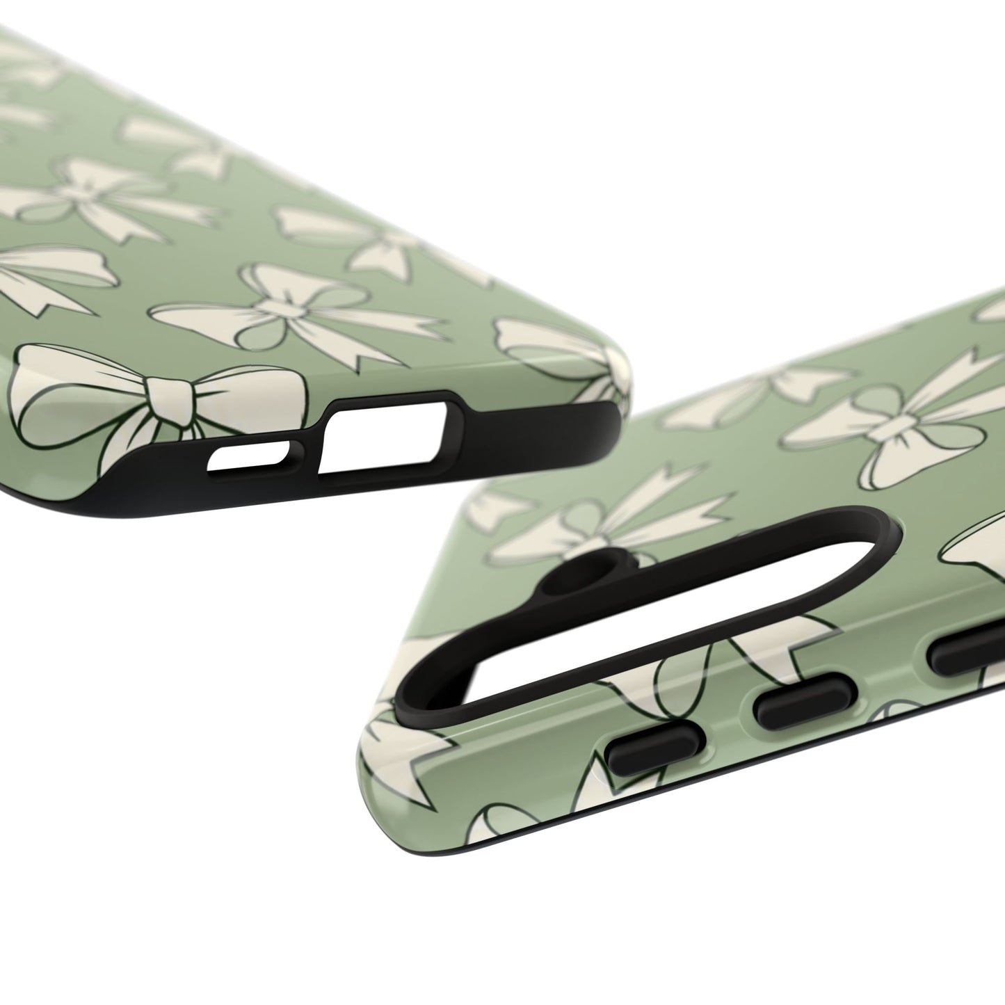 Chic Sage Green Bow Pattern Phone Case