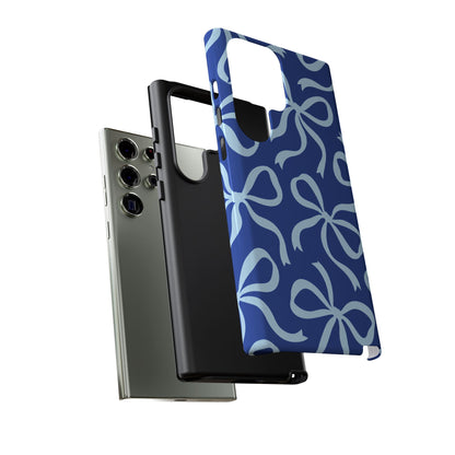 Bold Cobalt Blue and Powder Blue Bow Pattern Phone Case