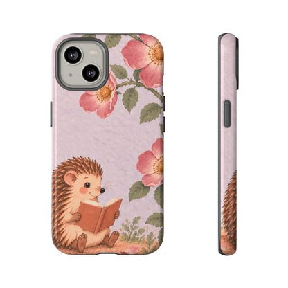 Whimsical Lilac Hedgehog and Wild Rose Phone Case - Purple Phone Case - iPhone 14 / Glossy