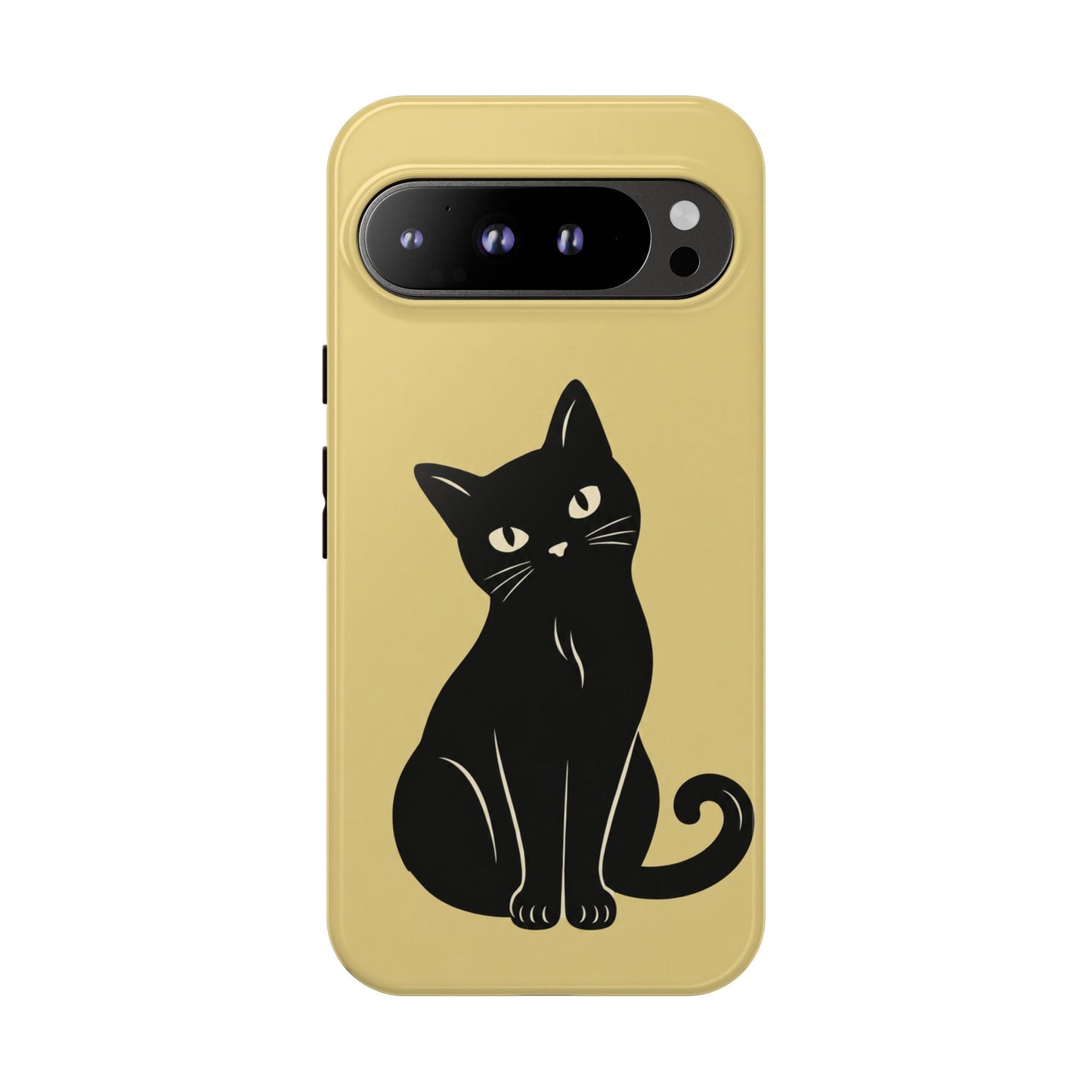 Minimalist Butter Yellow & Black Cat Phone Case