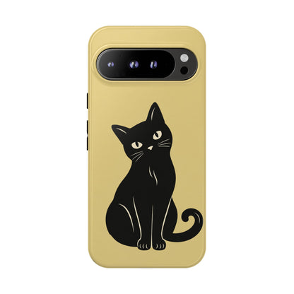 Minimalist Butter Yellow & Black Cat Phone Case