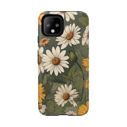 Boho Chic Daisies Floral Pattern "White & Yellow" Phone Case