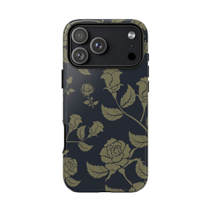 Phone Case - ’Blue & Olive Rose Pattern’ Phone Case