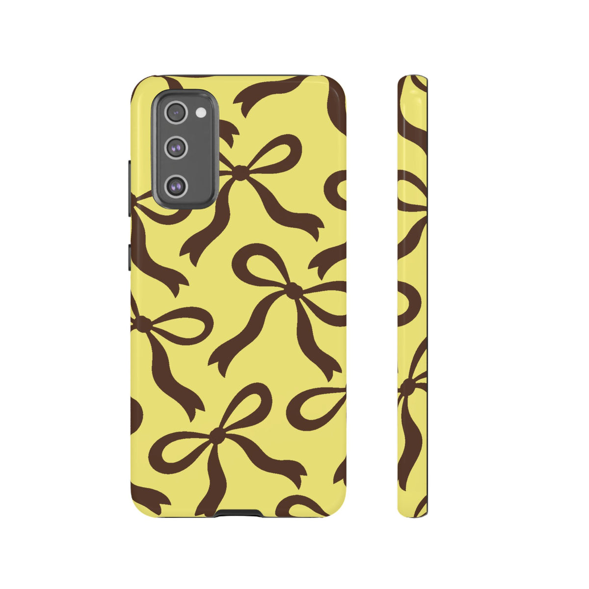 Bold Butter Yellow and Chocolate Brown Bow Pattern Phone Case - Yellow Phone Case - Samsung Galaxy S20 FE / Glossy