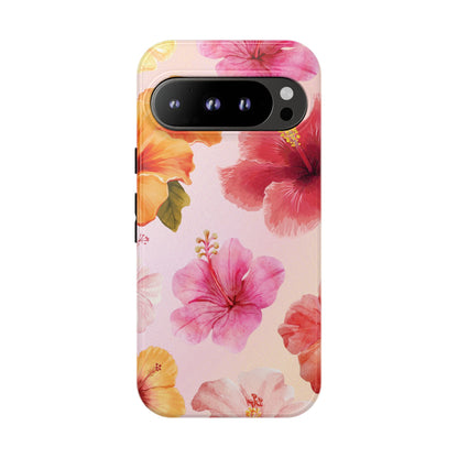 Google Pixel 9 Pro / Glossy Phone Case - ’Pink Hibiscus Pattern #2’ Phone Case