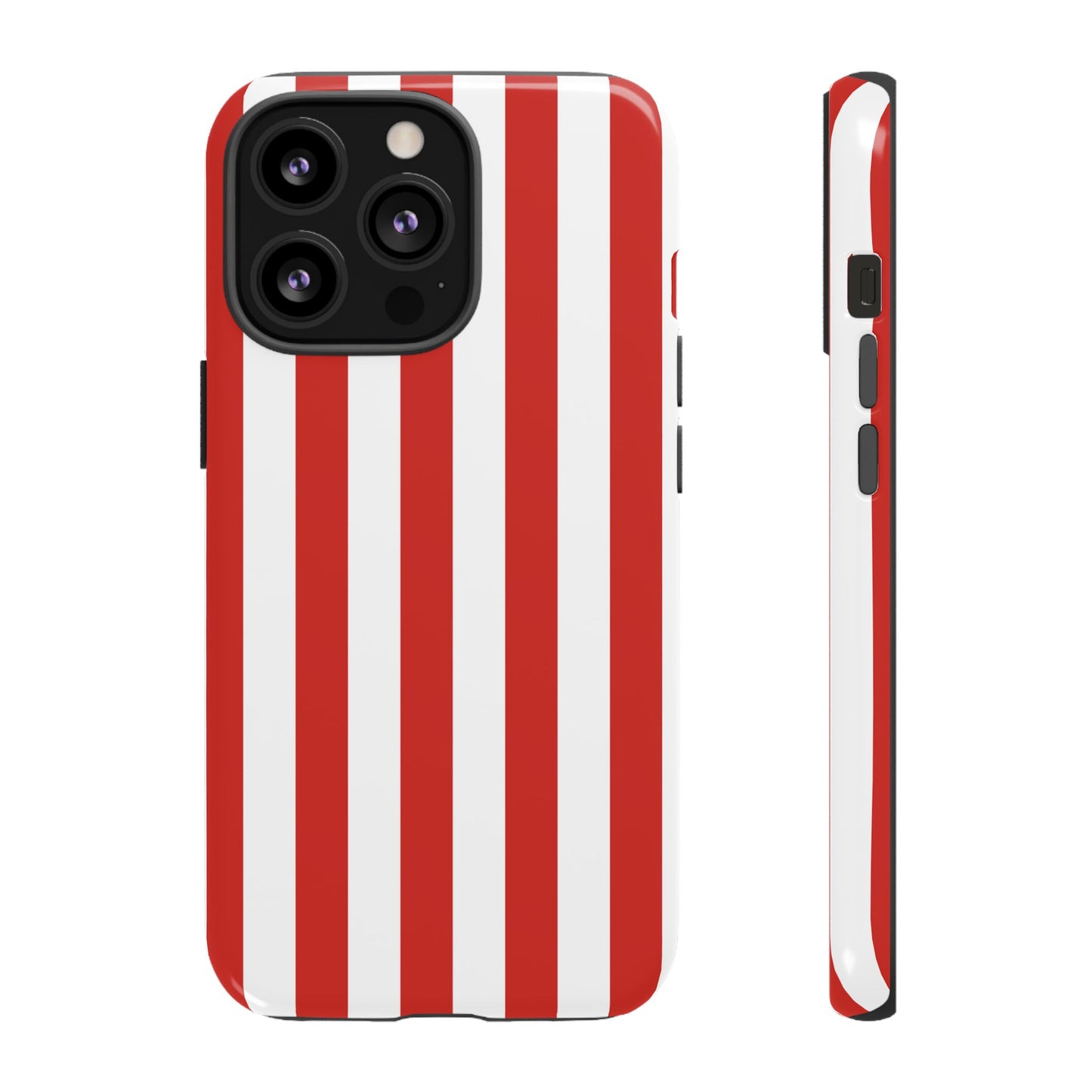 iPhone 13 Pro / Glossy Phone Case - Simple Dark Orange & White Stripe Pattern Phone Case