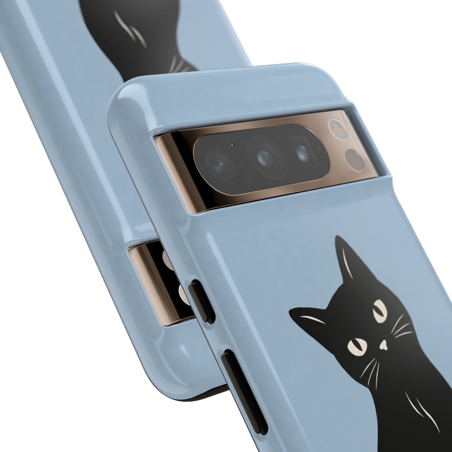 Minimalist Powder Blue & Black Cat Phone Case