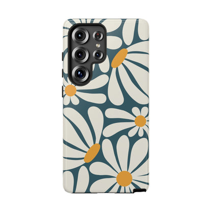 Samsung Galaxy S25 Ultra / Glossy Phone Case - Retro Blue Daisy Pattern Phone Case