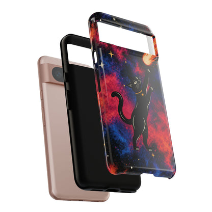 Whimsical Multicolour Celestial Black Cat Phone Case