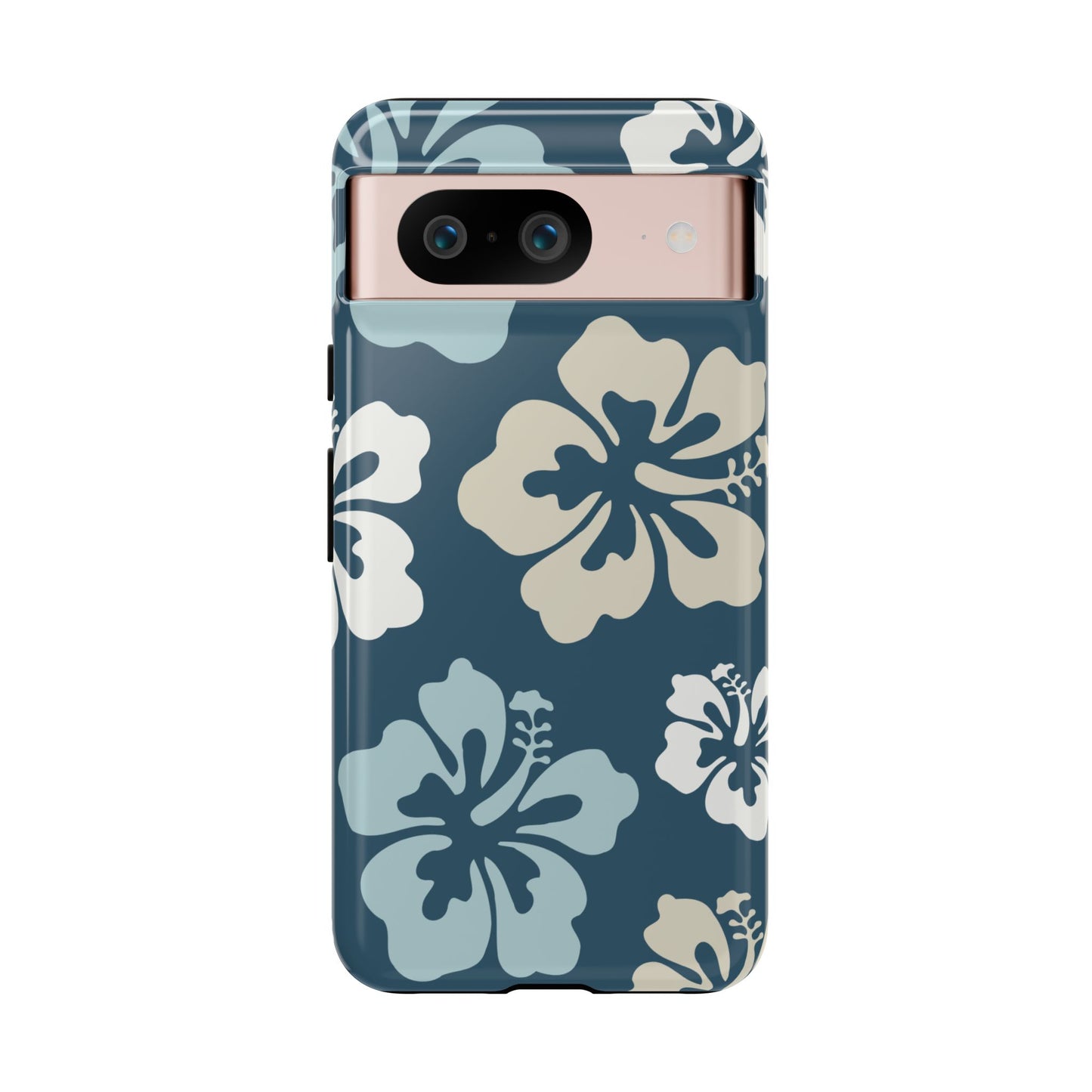 Google Pixel 8 / Glossy Phone Case - ’Blue Hibiscus Retro Pattern #1’ Phone Case