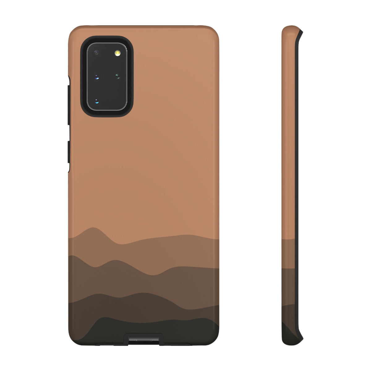 Brown Abstract Waves Protective Phone Case - Brown Phone Case - Samsung Galaxy S20+ / Glossy