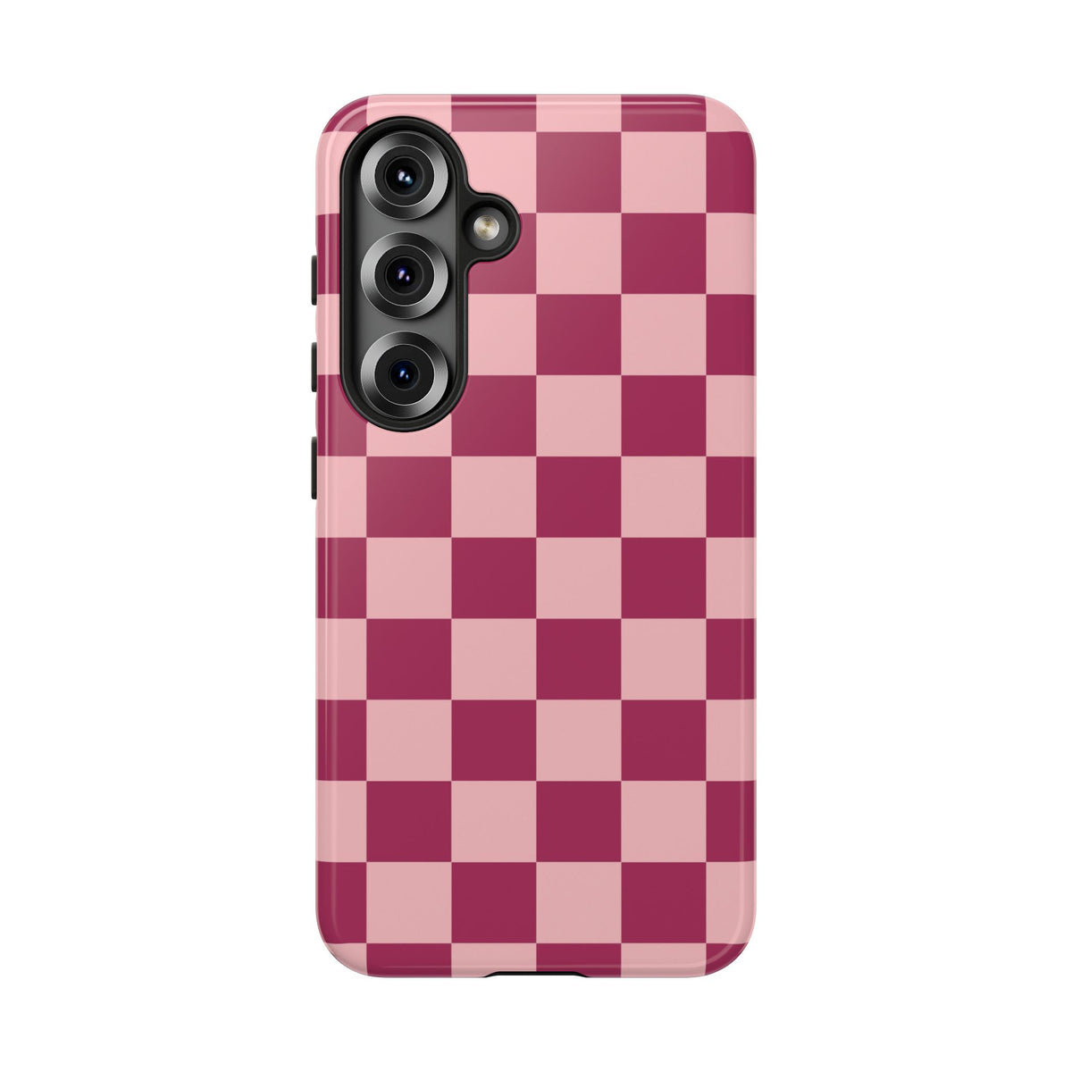 Pink Checked Pattern Phone Case - Pink Phone Case - Samsung Galaxy S25 / Glossy