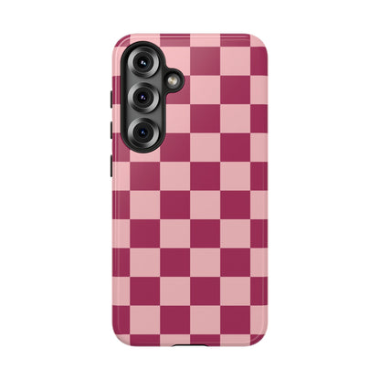 Pink Checked Pattern Phone Case - Pink Phone Case - Samsung Galaxy S25 / Glossy