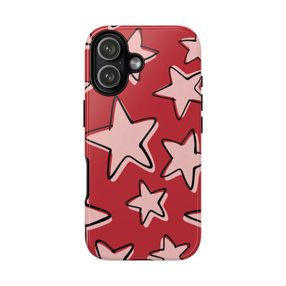 Cherry Red Doodle Star Phone Case