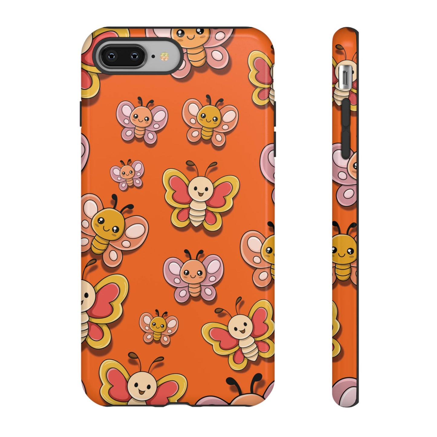 iPhone 8 Plus / Glossy Phone Case - Orange Butterfly Sticker Design Phone Case