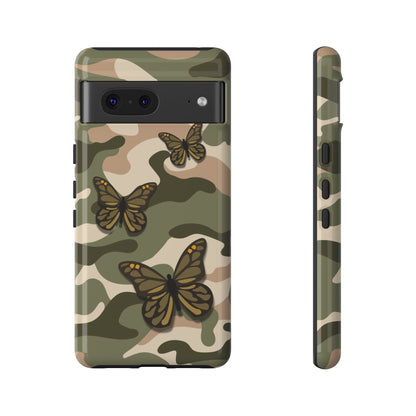 Google Pixel 7 / Glossy Phone Case - Green Butterfly Camo Phone Case