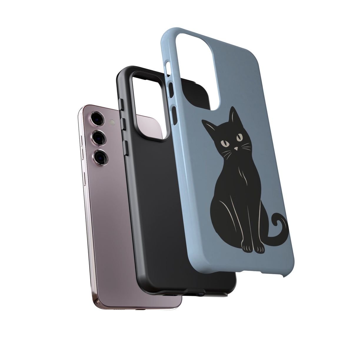 Minimalist Powder Blue & Black Cat Phone Case