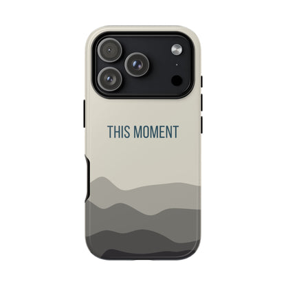 iPhone 17 Pro / Glossy Phone Case - Minimalist Cream Waves ’This Moment’ Statement Phone Case