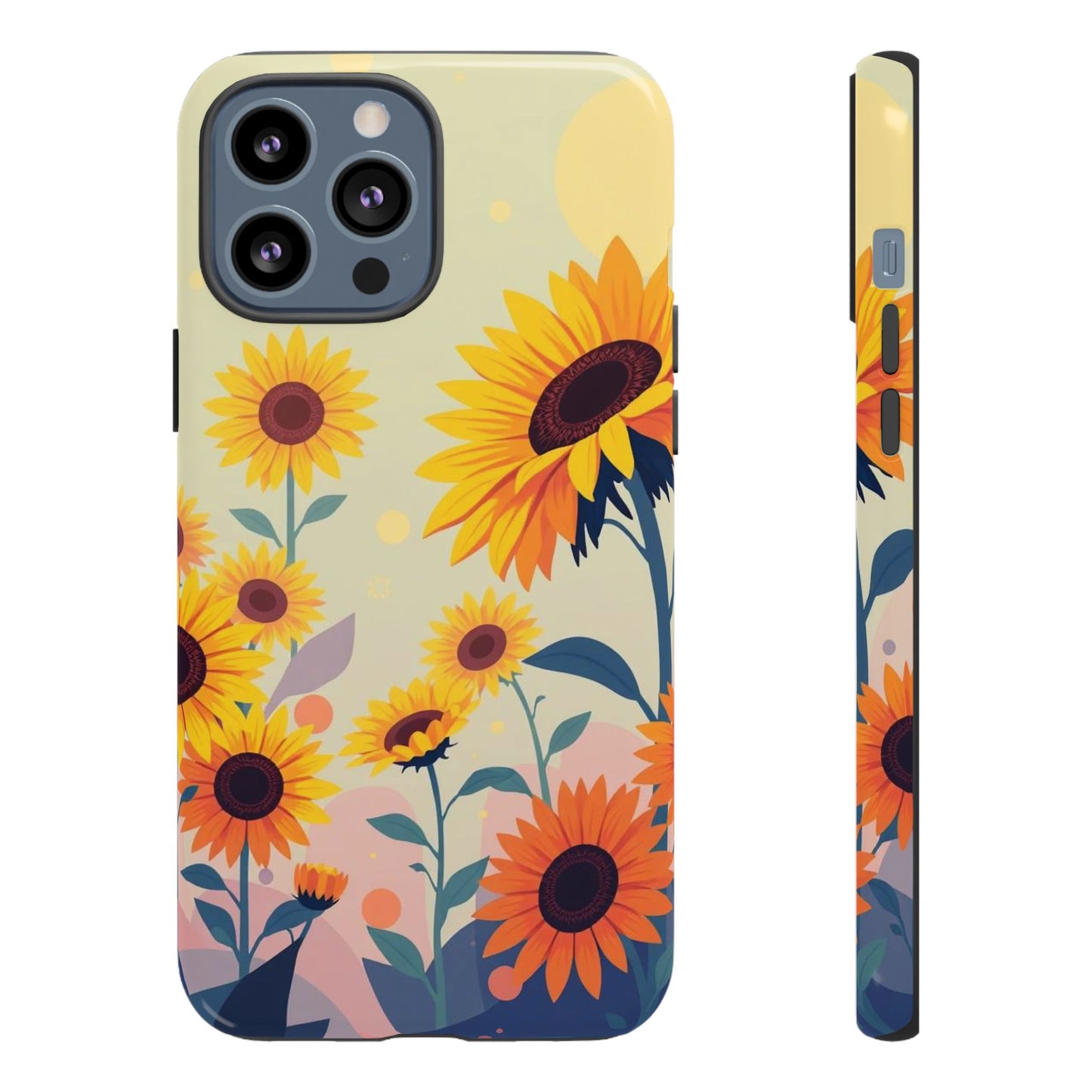 iPhone 13 Pro Max / Glossy Phone Case - Modern Flat Sunflower Design Phone Case