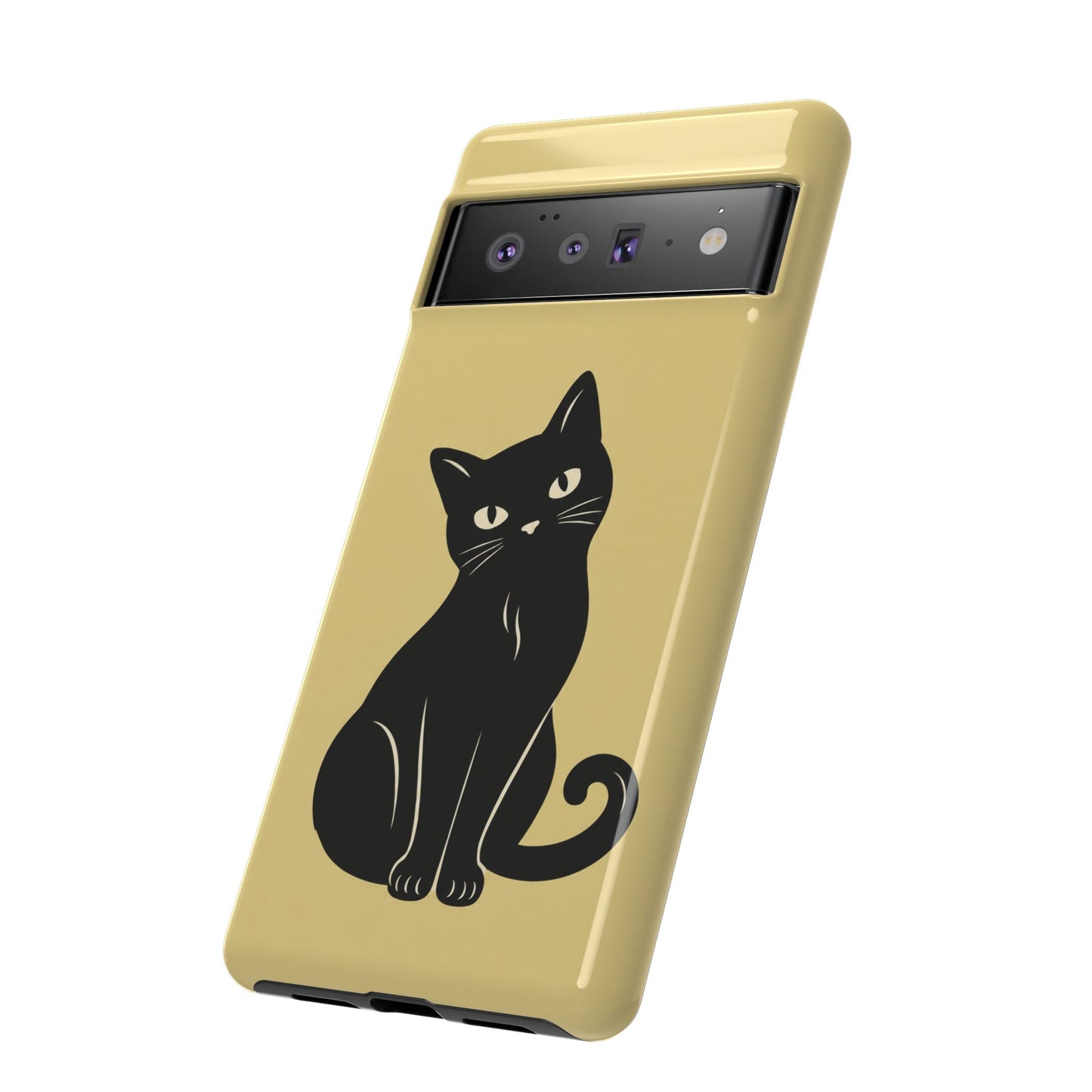 Minimalist Butter Yellow & Black Cat Phone Case
