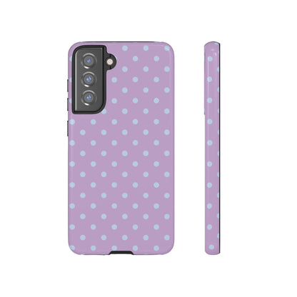 Samsung Galaxy S21 FE / Glossy Phone Case - Trendy Lilac & Ice Blue Dot Pattern Phone Case