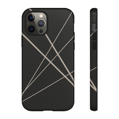 iPhone 12 Pro / Glossy Phone Case - Abstract Black with Grey Lines Phone Case