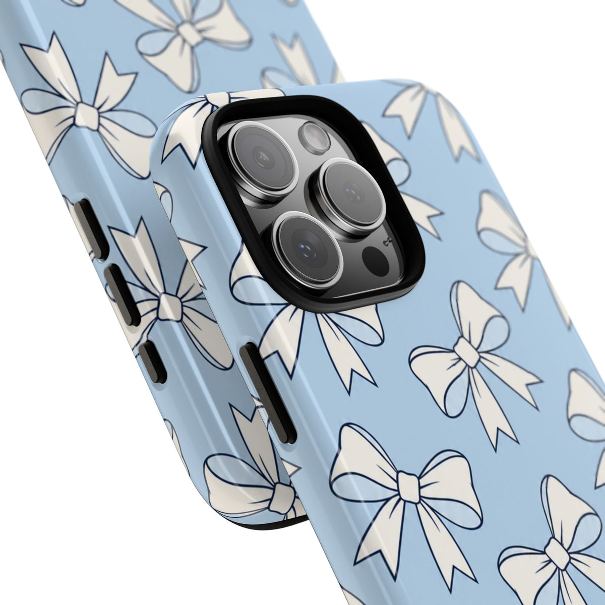 Chic Powder Blue Bow Pattern Phone Case