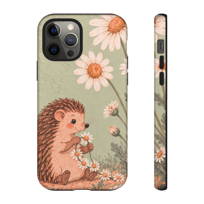 Whimsical Sage Green Hedgehog and Daisy Chain Phone Case - Green Phone Case - iPhone 12 Pro / Glossy