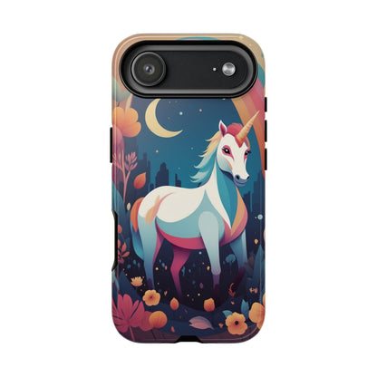 iPhone 17 Air / Glossy Phone Case - Stylised Unicorn & Rainbow Design Phone Case
