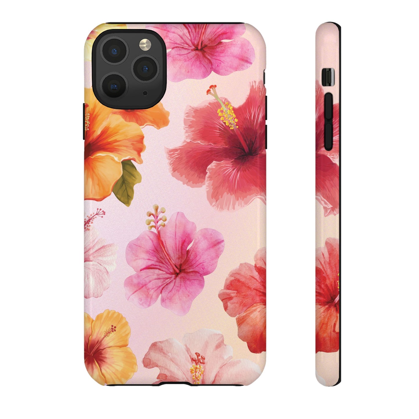 iPhone 11 Pro Max / Glossy Phone Case - ’Pink Hibiscus Pattern #2’ Phone Case