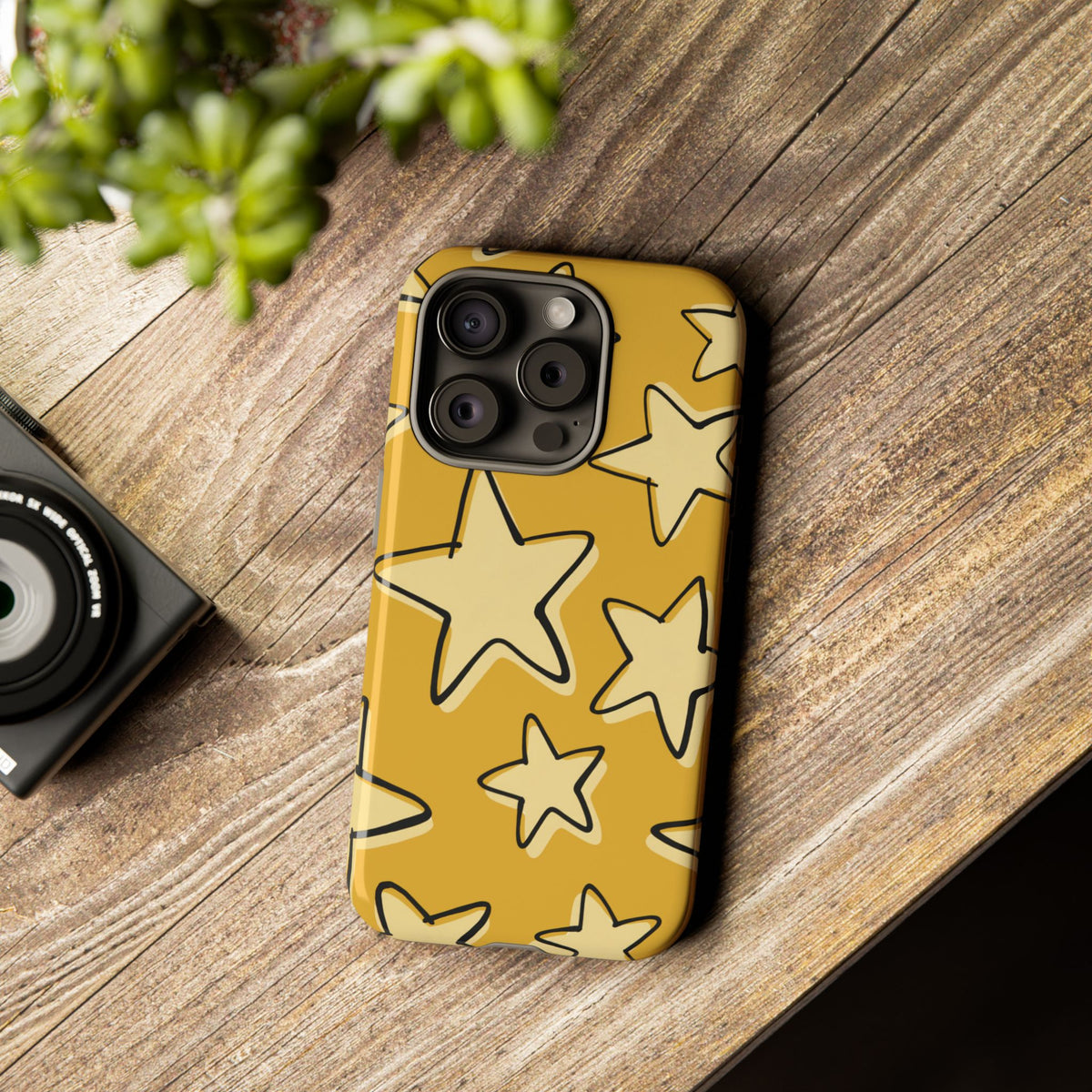Golden Yellow Doodle Star Phone Case