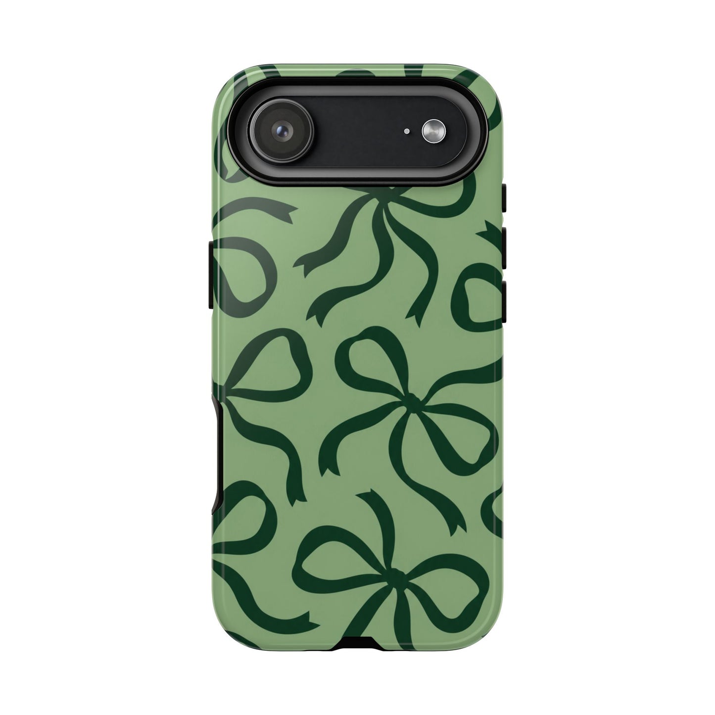 Bold Sage Green and Forest Green Bow Pattern Phone Case