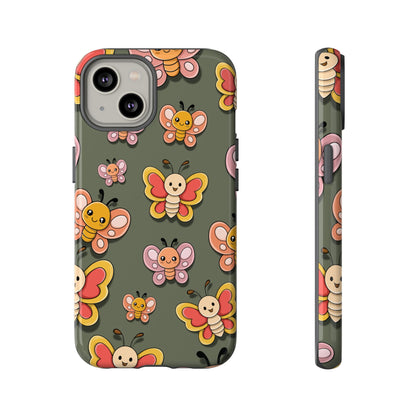 iPhone 14 / Glossy Phone Case - Green Butterfly Sticker Design Phone Case