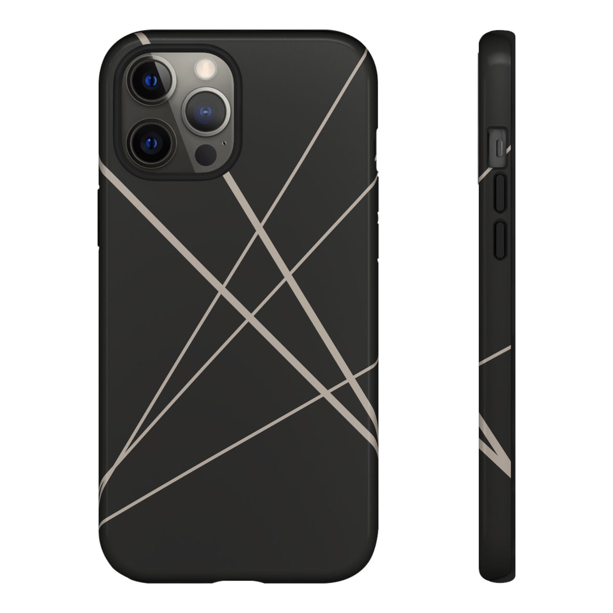 Abstract Black with Grey Lines Phone Case - Black Phone Case - iPhone 12 Pro Max / Glossy