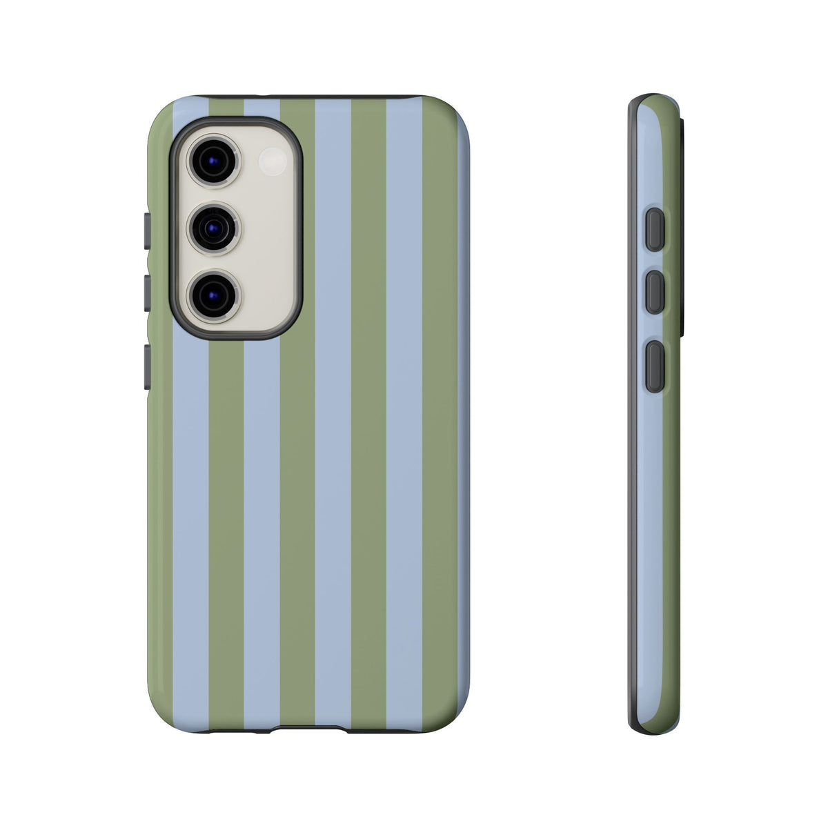 Trendy Ice Blue & Green Stripe Pattern Phone Case - Blue Phone Case - Samsung Galaxy S23 / Glossy