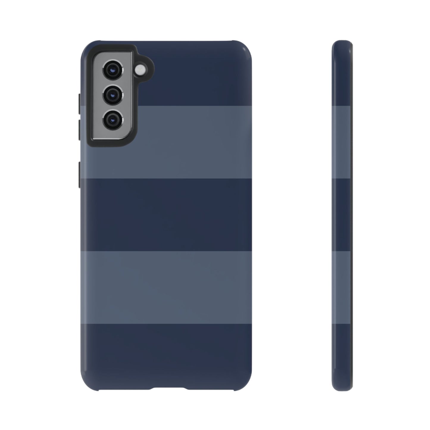 Dark Blue Horizontal Stripe Pattern Phone Case - Blue Phone Case - Samsung Galaxy S21 Plus / Glossy