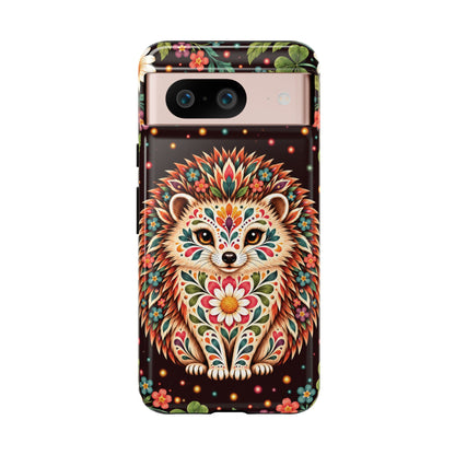 Vibrant Terracotta and Teal Calavera Hedgehog Phone Case - Multicolor Phone Case - Google Pixel 8 / Glossy