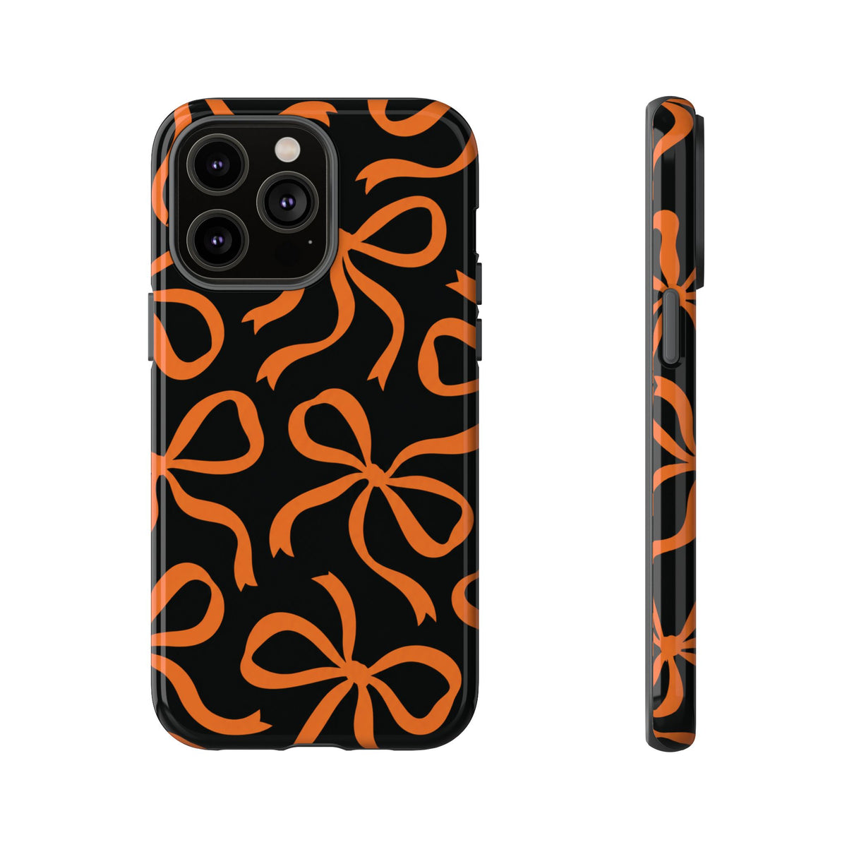 Bold Black and Burnt Orange Bow Pattern Phone Case