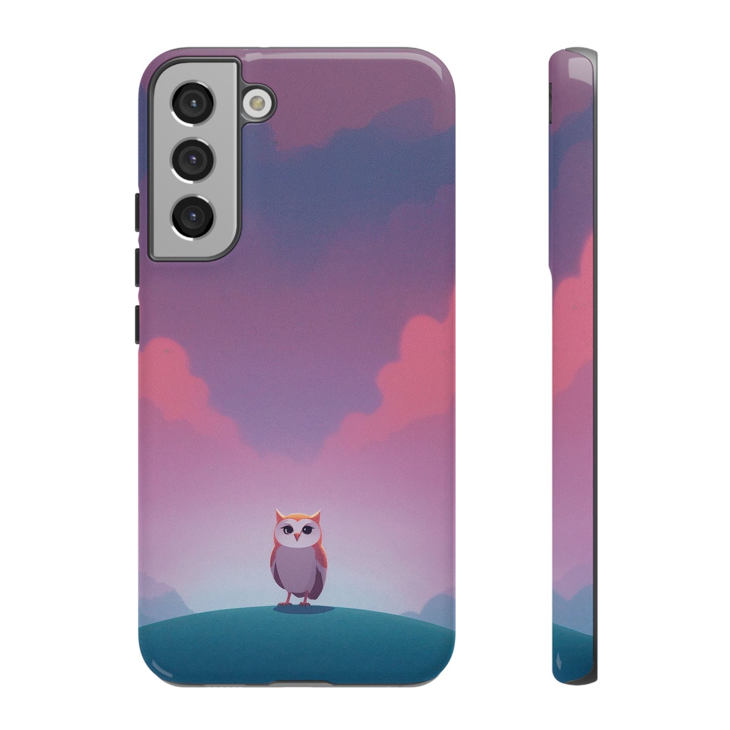 Samsung Galaxy S22 Plus / Glossy Phone Case - Watercolour Owl & Cloud Design Phone Case