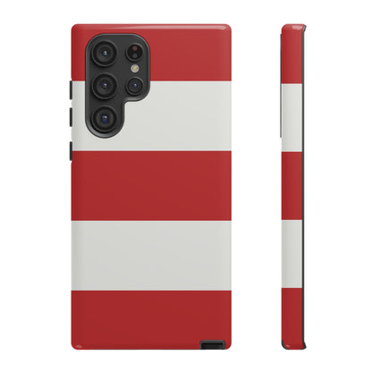 Samsung Galaxy S22 Ultra / Glossy Phone Case - Red & White Horizontal Stripe Pattern Phone Case