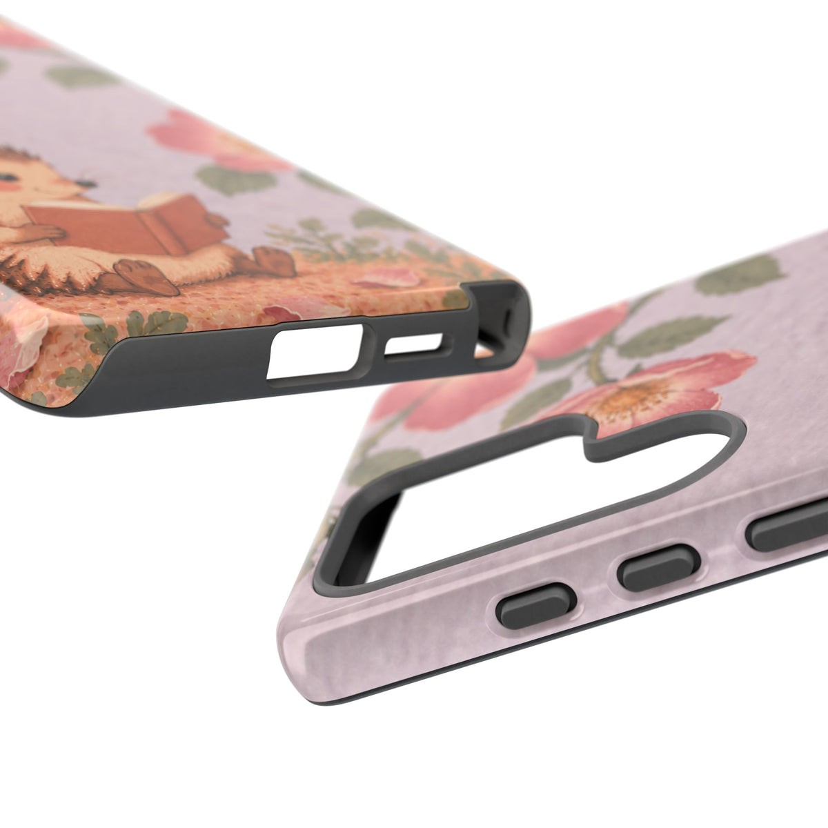 Whimsical Lilac Hedgehog and Wild Rose Phone Case - Purple Phone Case