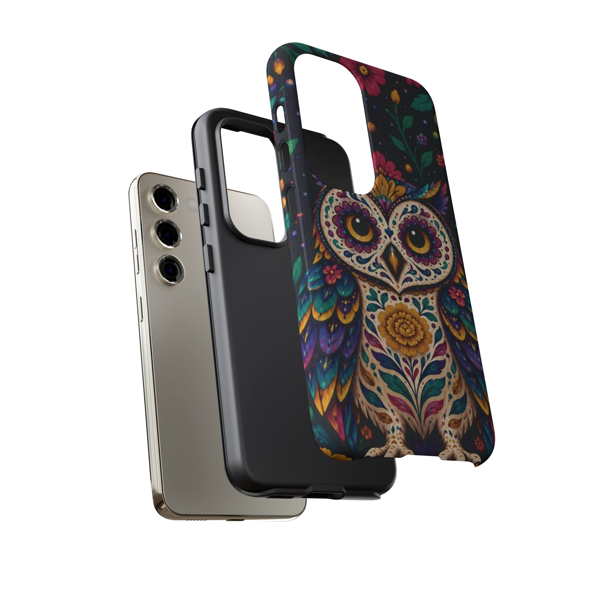 Vibrant Purple and Teal Calavera Owl Phone Case - Multicolor Phone Case