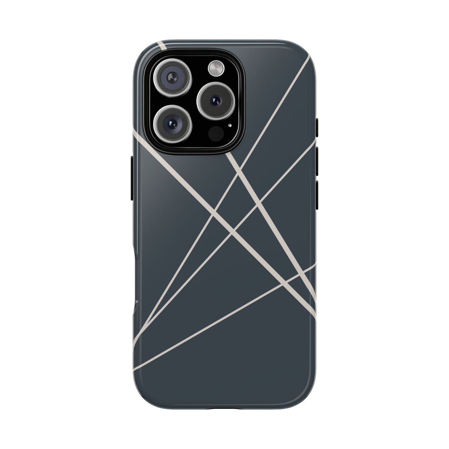 iPhone 16 Pro / Glossy Phone Case - Abstract Blue with Beige Lines Phone Case