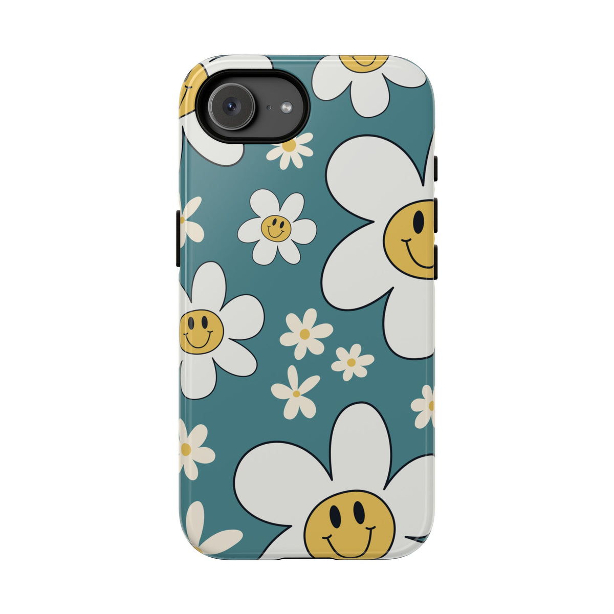 Fun Retro Daisy Pattern with Light Blue Background Phone Case - Blue Phone Case - iPhone 17e / Glossy